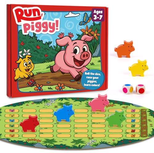 Run Piggy - Kinderspiel, Brettspiele und Gesellschaftsspiel für 3-7 Spieler, Kinderspiel ab 3 Jahren - Geburtstagsgeschenke