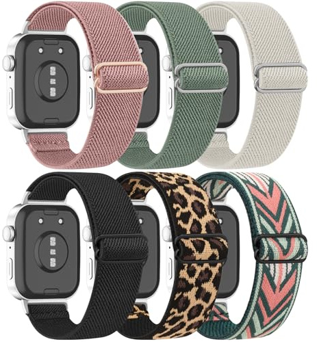 Vancle 6 Stück Armband für Huawei Watch Fit 3 / Fit 4 / Fit 4 Pro, Elastische Nylon Ersatzarmbänder Sport für Damen Herren