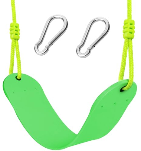 OYE Outdoor Indoor Swing Seat with Safety Grip, EVA Soft Plastic Non Slip Hanging Tree Swing Seat with Snap Hook, Adjustable Weatherproof Ropes for Swing Rocking Chairs (Green)
