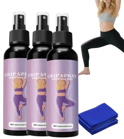 Yoga Matte Anti-Rutsch Spray für Dünne Yoga/matten Mit Yogamattenhandtuch, Yoga/matten Reinigungsspray, Yoga-Zubehör Für Frauen, Alternative Zu Yogamatten Reinigungstüchern (3)