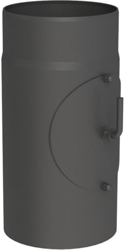 Feuercampus Ofenrohr Ø 150 mm, 30 cm lang, Schwarz mit Drosselklappe, hitzefest, für Kaminofen und Schornstein, Stahlblech, einfache Montage, CE-zertifiziert