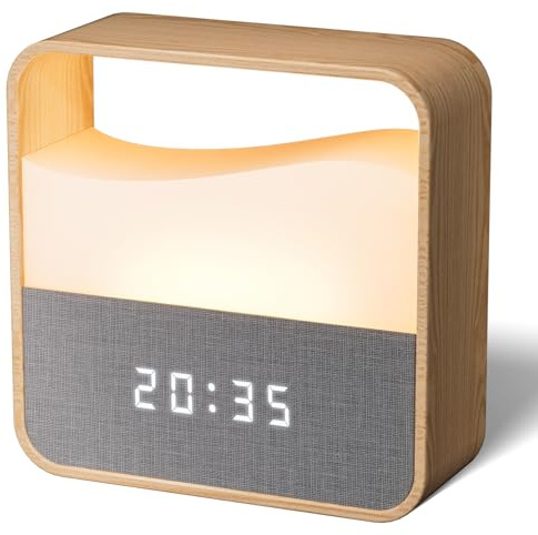 UPXNBOR Digital Alarm Clock With Dimmable Night Light For Bedroom & Kids | Silent Bedside Clock With LED Display, USB-C Rechargeable, Dual Alarm, Snooze, 3 Volume Levels, For Heavy Sleepers & Travel