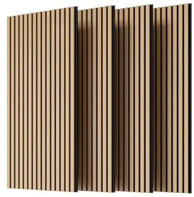 Lot de 4 panneaux acoustiques 3D en bois pour mur et plafond, avec isolation phonique, chêne blanc, 115 cm x 60 cm, pour absorption acoustique et décoration d'intérieur