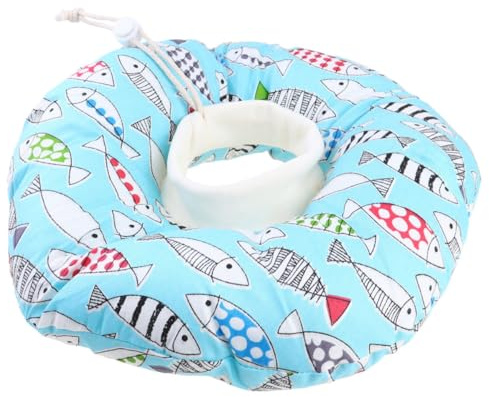 Hemobllo Anti Leck Halsband Leicht und Bequem für Katzen mit Fischmuster aus Weichem Pp Baumwollmaterial zur Wundheilung und Sterilisation nach Operationen