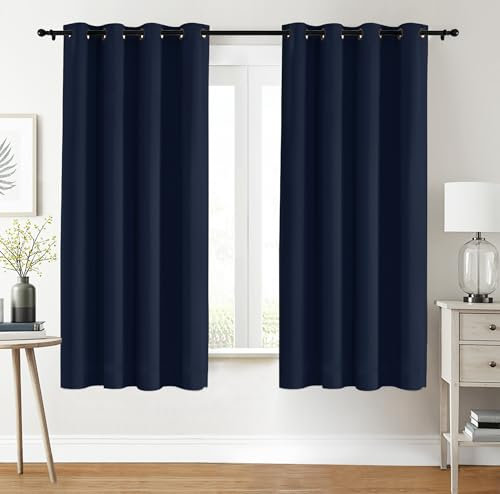 Utopia Bedding Blackout Curtains Grommet Thermal 2 Panels Drapes [Navy, 46 x 72 Inches] Sound Insulated Curtain for Bedroom and Living Room (117x183 cm)