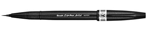 Pentel SESF30C-NX Brush Sign Pen Artist - Pinselstift mit extra feiner Pinsel-Spitze, 1 Stück grau