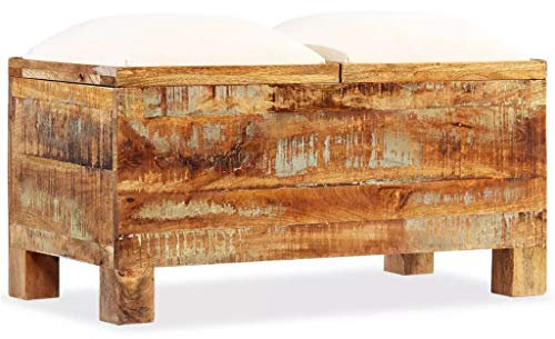 Festnight Sitzbank mit Stauraum Sitzhocker mit Stauraum Sitzbank Truhen Aufbewahrungsbox Recyclingholz Massiv 80 x 40 x 40 cm