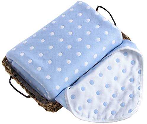 Haiyisugar Babydecke, Kuscheldecke, Fleecedecke 100% Baumwolle, Weiche Decke für Kinderwagen & Babyschale & Kindergarten | Kinderdecke Wohndecke Tagesdecke Decke, Blau Punkte, 110 x 105 cm