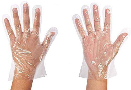 Guanti usa e getta trasparenti in polietilene, ideali per feste, ristoranti, barbecue, pulizie e per decorare cibi, 100 pezzi