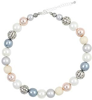 Feliss Handmade: Ketten aus Perlen Halskette Damen Statement Kette 45 cm lang in Boho Style. Choker Schmuck. Beads Perlenkette Frauen (Icy Rose)