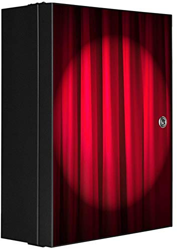 banjado® XXL Medizinschrank abschliessbar mit Motiv Roter Vorhang 35x46x15cm - großer Arzneischrank/Medikamentenschrank aus Metall zur Medikamenten Aufbewahrung - Apothekerschrank mit 3 Schlüsseln