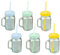HRB 6er Set Trinkglas mit Strohhalm und Deckel Trinkgläser im Design Vintage, jedes Glas hat EIN Volumen von 400 ml, Gläser Set für Cocktail Lemonade (Vintage)