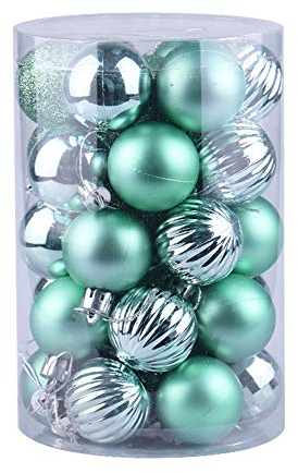 Baumkugeln 34 Stück Christbaumkugeln Weihnachtskugeln, Morbuy Kunststoff Weihnachtsbaumkugeln Plastik Bruchsicher, Weihnachtsbaumschmuck Weihnachtsdeko (6cm,Hellgrün)