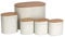LIVIVO 5pc Oval Kitchen Storage Set With Airtight Bamboo Lids Includes Tea Coffee Sugar With Matching Biscuit Barrel Canister Jar & Stylish Bread Bin – Diamond Embossed Matt Finish (White)