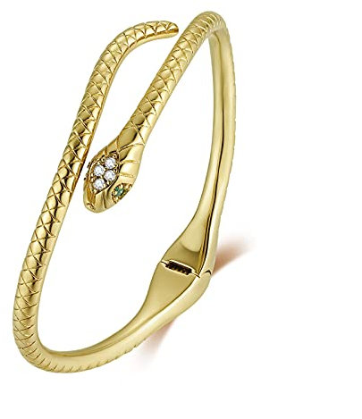 Qings Armreif Schlange Armband Gold Offen Schlangen Armspange Damen Snake Bracelet Personalisiertes Schlange Schmuck Geschenk für Frauen