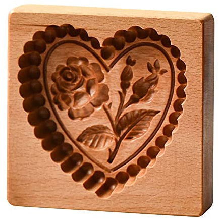 Keksform Ausstecher PräGeform Rose Keks-Stempel Ausstechform Prägeform Backformen Holz-Backform, Kreativität Lebkuchenformen Cookie Stamp Embossing Mould, Lustige DIY Backformen Deko Hochzeit, Party