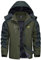 KEFITEVD Winterjacke Herren Skijacke Atmungsaktiv Wanderjacke Fleece mit Kapuze Outdoorjacke Verdickt Snowboardjacke Armeegrün XXL