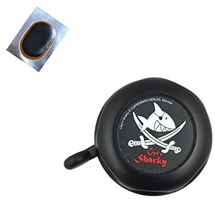 Capt`n Sharky Fahrradklingel Fahrrad Klingel schwarz Kinderfahrrad inkl. Schlauchflicken