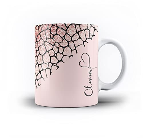 iCaseDesigner Personalised Animal Print Custom Name Mug - 9. Giraffe Print Rose Gold