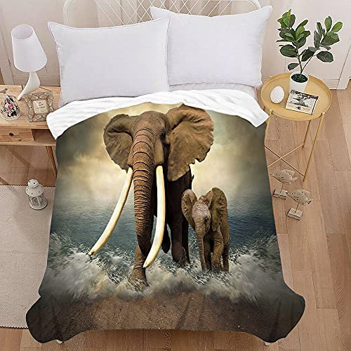 Treer Kuscheldecke Flanell Decke Überwurf - 3D Tier Druck Wohndecke Weiche Mikrofaser Fleecedecke als Sofadecke, Couchdecke, Sofaüberwurf, Bettüberwurf, Tagesdecke (130X100cm,Elefant)