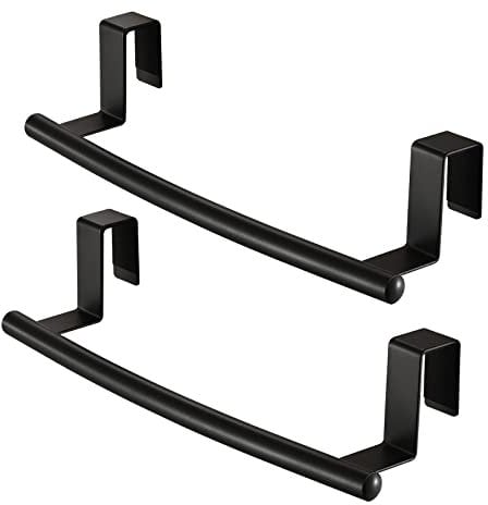 KES Geschirrtuchhalter zum Einhängen Küchentuchhalter Küchenschranktür Metall Handtuchhalter Küche Schwarz Matt Türhandtuchhalter 2 Stücke, KTH500S26-BK-P2