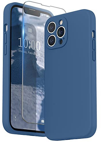 SURPHY Cover Compatibile con iPhone 13 Pro Max (6,7), Custodia in Silicone per iPhone 13 Pro Max Cover Antiurto con Protezione Individuale per Ogni Lente Case per iPhone 13 Pro Max (Azzurro fiordo)