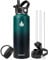 XACIOA Water Bottle Vacuum Insulated 32oz 40oz with Straw Lid,Stainless Steel Drink Flask with Flip Top Bottle Lid,Metal Wide Mouth Double Walled Leak Proof Keeps Hot Cold (Indigo/Black, 40oz)