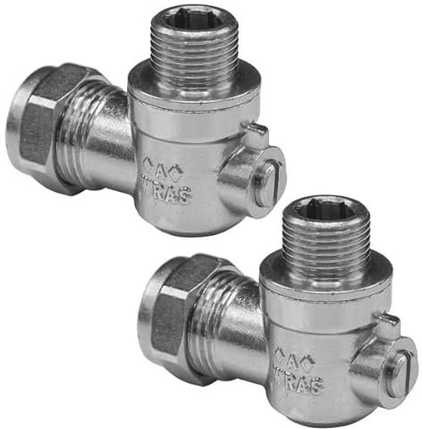 UKDD® 15mm x 3/8 Male Threaded Flat Faced Isolation Ball o fix Angle Valves for 3/8 European Flexible Tap Connector (Pair)