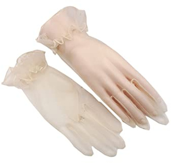 bmactosh Damen Tüll Tee Party Handschuhe Abschlussball Abend Party Zubehör Kurze Braut Hochzeit Handschuhe, Light Champagen, Einheitsgröße