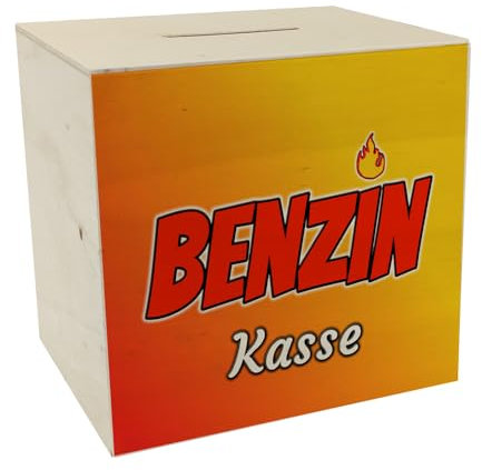 Benzinkasse Spardose aus Holz für Spritgeld als Geschenkidee für einen Autofahrer oder Fahranfänger um EIN wenig Geld zu sparen Auto Benzin Diesel Führerschein Sparschwein
