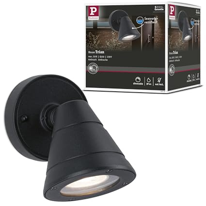 Paulmann 94734 LED Außenleuchte Wandleuchte Trian seewasserresistent IP44 rund 100x125mm max. 35W 230V Anthrazit Aluminium Ohne Leuchtmittel GU10