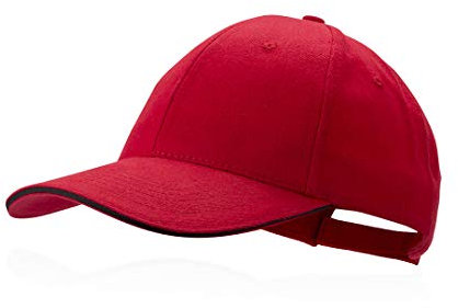BLUECHOLON Baseballmütze Padel Golfmütze, 6 Paneele aus 100% Baumwolle, gekämmt, verstellbarer Verschluss, Mütze für Herren, Caps für Damen, Unisex, rot, 58 cm