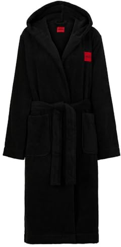 HUGO Damen Terry_hooded DRESSING GOWN, Schwarz 1,M
