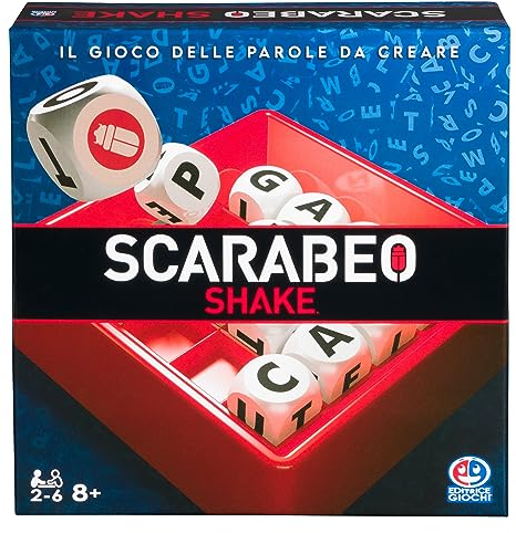 Editrice Giochi, Scarabeo Shake, Gioco da Tavola Veloce, Giochi di Società e Strategia per la Famiglia, Edizione rapida, Dai 2 ai 6 Giocatori, Giochi da Tavolo da 8 anni in su