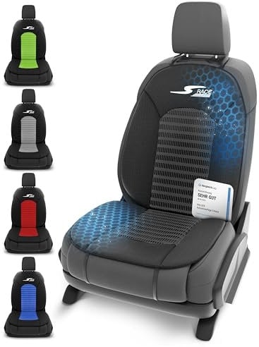 Walser Car Comfort Auto-Sitzauflage S-Race, Sitzkissen-PKW, Universal Sitzschoner, Vordersitze, Sitzunterlage- schwarz