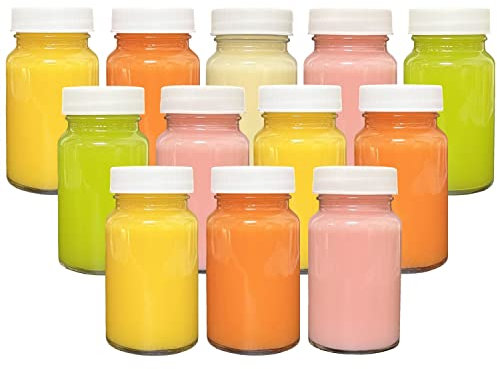 BGHEOUYV 12 Pack Juice Bottles, 2oz Glass Bottles with Lids, Shot Bottles with Caps Ginger Shots Bottles, Wide Mouth Juicing Bottles for Juicing, Ginger, Milk, Leak Proof