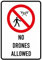 Daged No Drones Allowed Aufkleber 23x16 cm Hinweiszeichen Sicherheitszeichen Sticker T-151