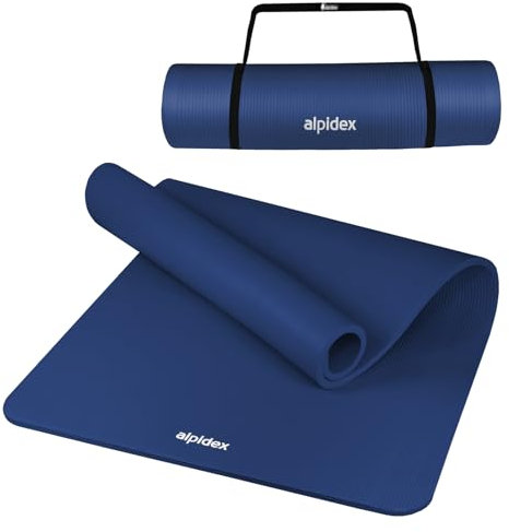 ALPIDEX Tapis de Yoga Épais 1,5 cm 3 Largeurs E-Book Matelas Sport Gymnastique Antidérapant sans Phtalates Sangle Transport Pilâtes Gym Aérobic Stretching Entraînement, Blue, 190 x 80 x 1.5 cm