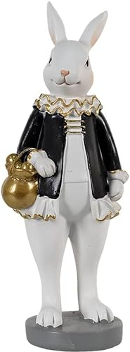 Generisch Figur Tiere Polyresin Hase schwarz-weiß, 20 cm hoch Deko Ostern Osterhase modern