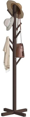 MOBAAK Perchero Perchero De Bambú con 8 Ganchos, Colgador De Ropa para Pasillo Y Entrada Perchero De Pie