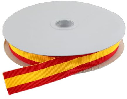 Cinta Bandera de España Tela para Pulseras y Manualidades Tela Ribbon (Rojo, 25 metros / 2 cm.)