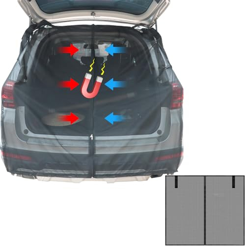 Filet Anti-Moustique pour Hayon Voiture, Moustiquaire pour Hayon Arrière de Voiture 192x150cm, Moustiquaire Magnétique pour Coffre Voiture pour Camping, Pique-Nique, Pêche, Voyages