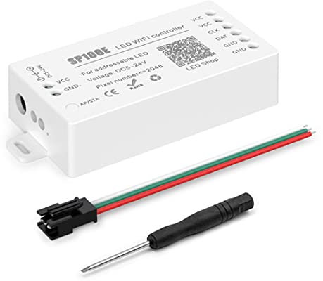 ruimeimei SP108E WiFi-Controller, unterstützt WS2811, SK6812, WS2813, SK6812-RGBW, SK9822, APA102C usw., fast alle LED-Streifen-Module funktionieren mit iOS/Android-App