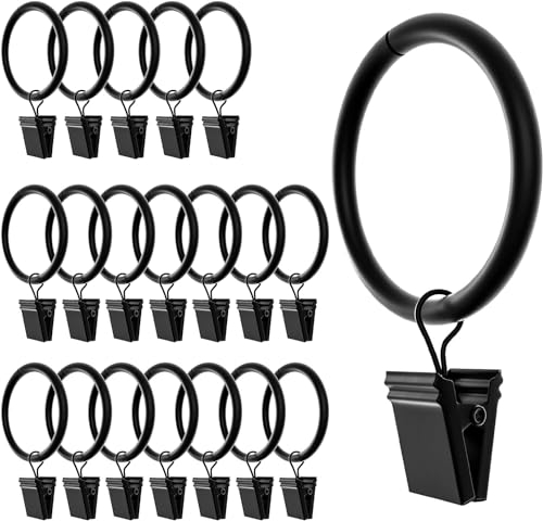 10 Stück Gardinenringe Vorhangringe, Vorhang Clips für Gardinenstange, Duschvorhang Metallklammern mit Clips Haken für Fenster Tür Duschvorhang