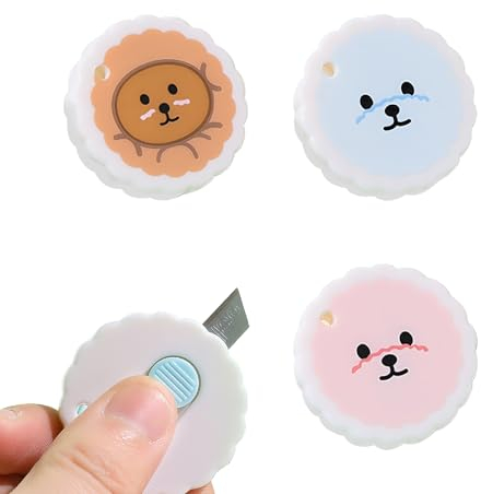 Lot de 3 mini couteaux artistiques, ouvre-boîte, ouvre-lettre, mini portable mignon ours, pour lettres, petites boîtes d'ouverture de papier, découpage à faire soi-même