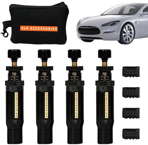 SENZZ Deflactores De Neumáticos - Herramienta De Inflado Giratorio 4x4 De 4 Piezas | Accesorios Todoterreno para Desinflador Rápido De Neumáticos | Kit De Válvula Desinfladora De Neumáticos Ajustable