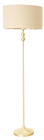 ValueLights | Gold Metal Candlestick Floor Lamp with Beige/Gold Drum Shade Living Room Light | Floor Lamps, Home Décor & Improvement Essential | Included LED Bulb