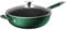 34cm Wok with Lid, Non- Stick Stir Fry Pan, No Chemical Coated, Sauté Family Pan, Tempered Glass Lid with Steam Vent, Large Capacity Induction Gas Electric Hobs with Ergonomic Handle (Green)