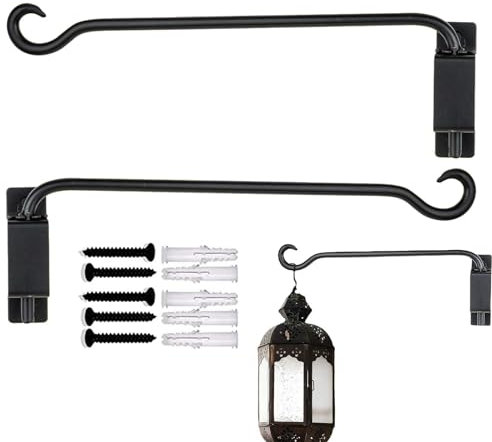 Generisch 2 Stück Pflanzenhalterung Metall Hängepflanze Wandhalter Blumenampel Haken Schwarz Balkon Wandhaken Hängend Aufhängevorrichtung Für Wand Halterung Aus Metall