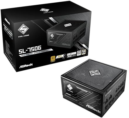 ASRock Steel Legend SL-750G 750W Netzteil ATX3.1 iCOOL Full Modular 10 Jahre Garantie 135mm FDB Lüfter 80 Plus Gold Cybenetics Platinum PCIe5.1 12V-2x6 Kabel Japanischer Kondensator 5V Boost